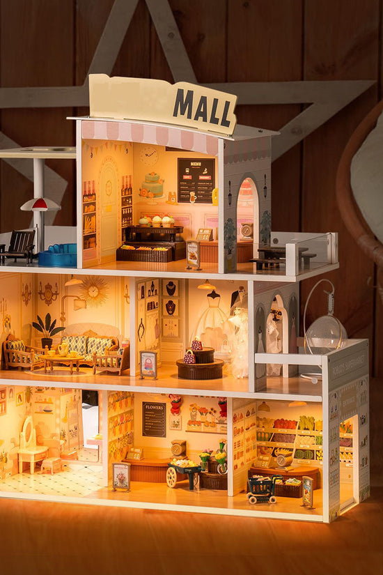 Wooden Shopping Mall Dollhouse for Kids