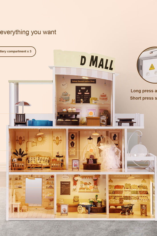 Wooden Shopping Mall Dollhouse for Kids
