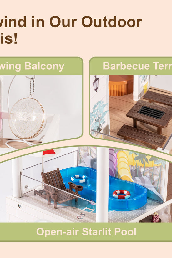 Wooden Shopping Mall Dollhouse for Kids