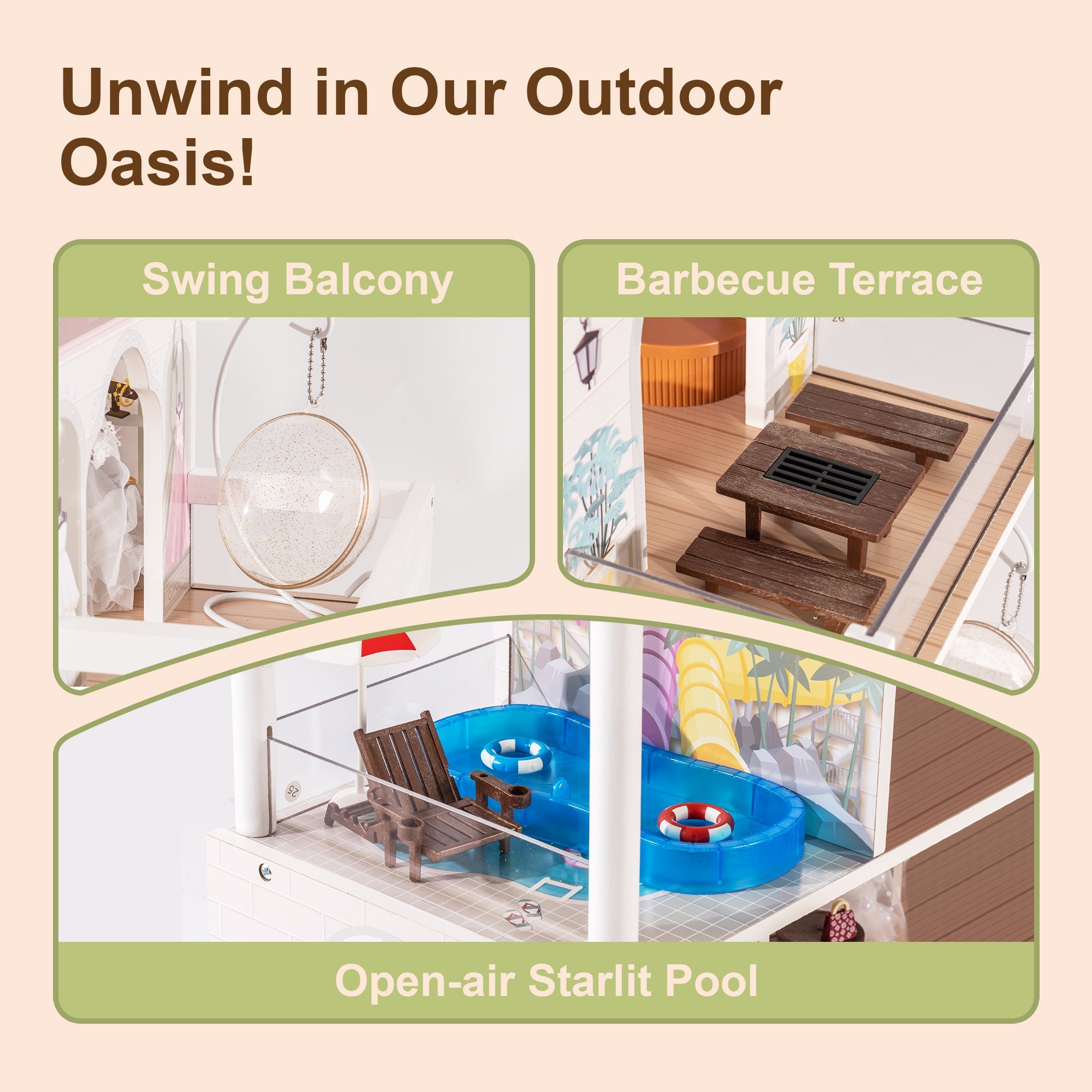 Wooden Shopping Mall Dollhouse for Kids