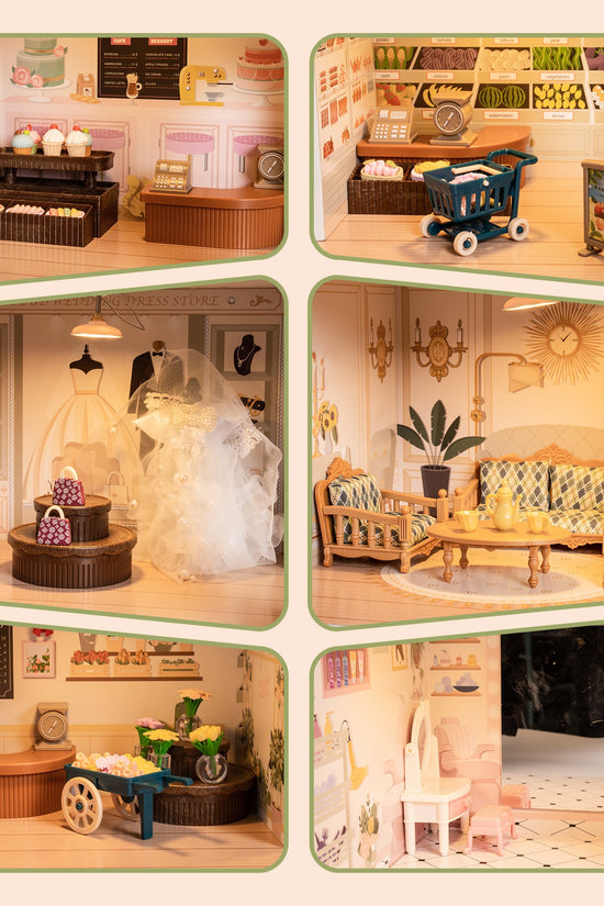 Wooden Shopping Mall Dollhouse for Kids