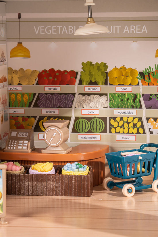 Wooden Shopping Mall Dollhouse for Kids