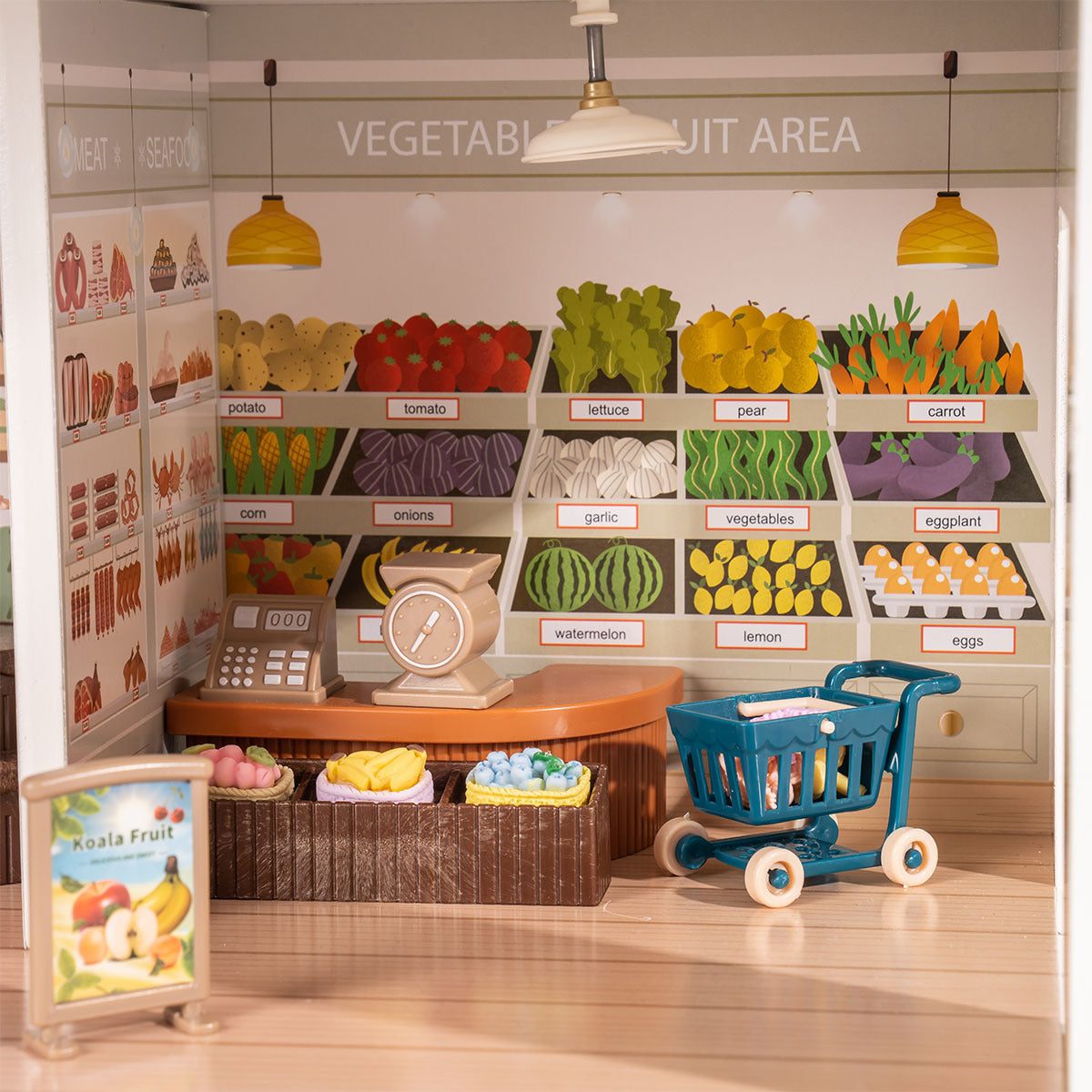 Wooden Shopping Mall Dollhouse for Kids