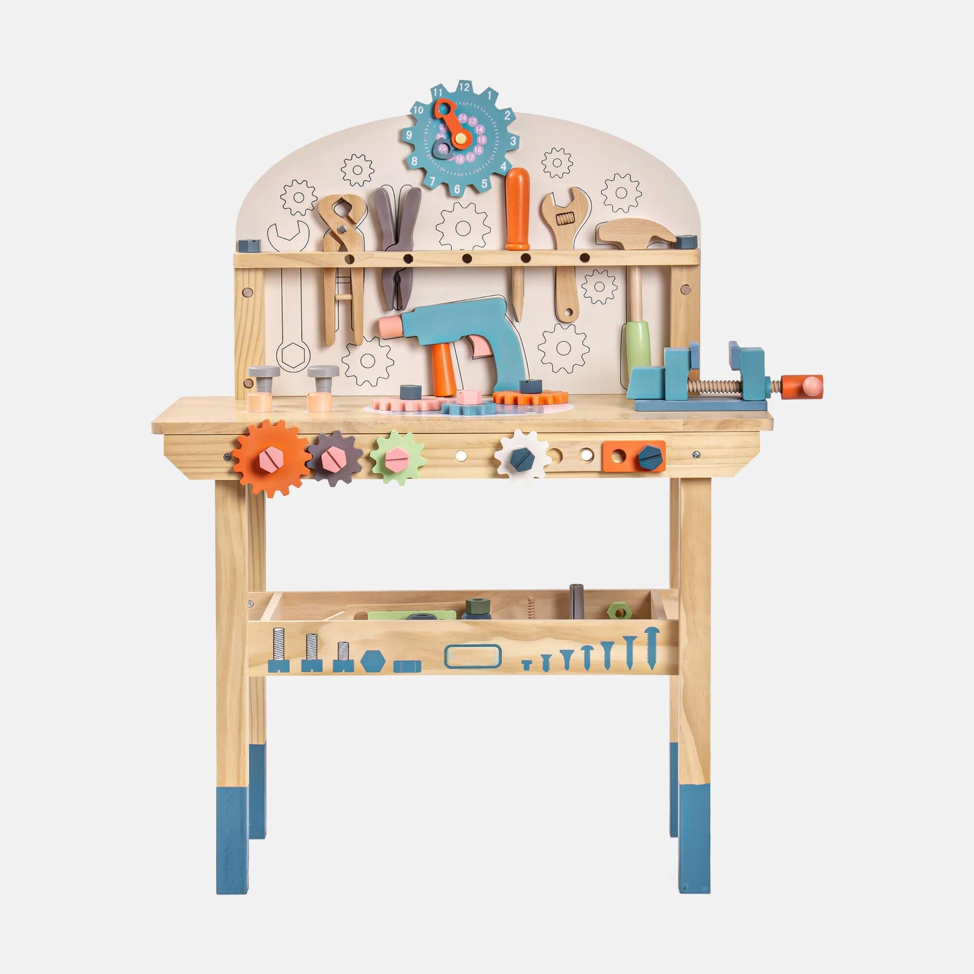 Wooden Toy Workbench Set for Toddler Boys