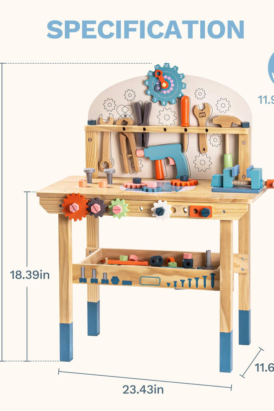 Wooden Toy Workbench Set for Toddler Boys