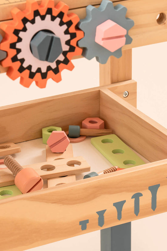 Wooden Toy Workbench Set for Toddler Boys