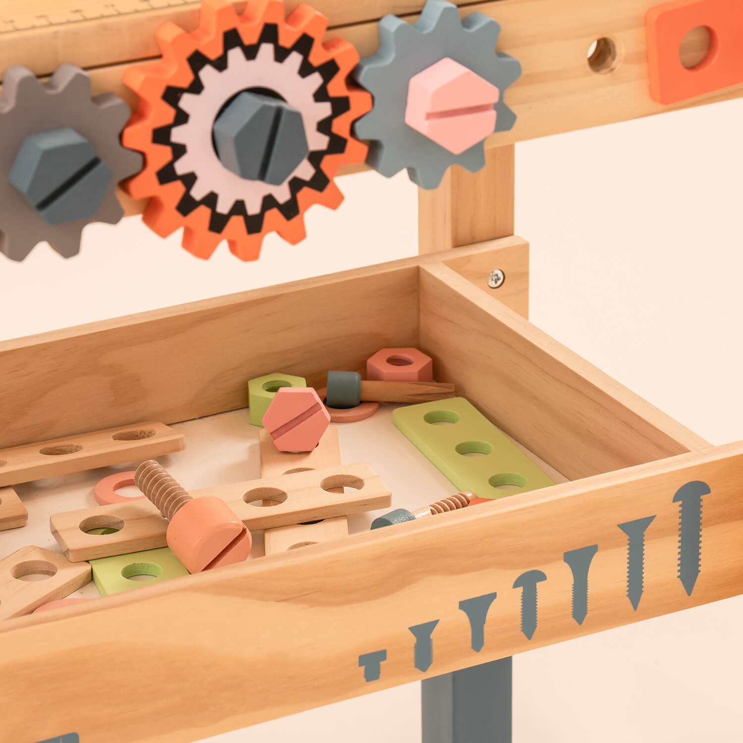 Wooden Toy Workbench Set for Toddler Boys