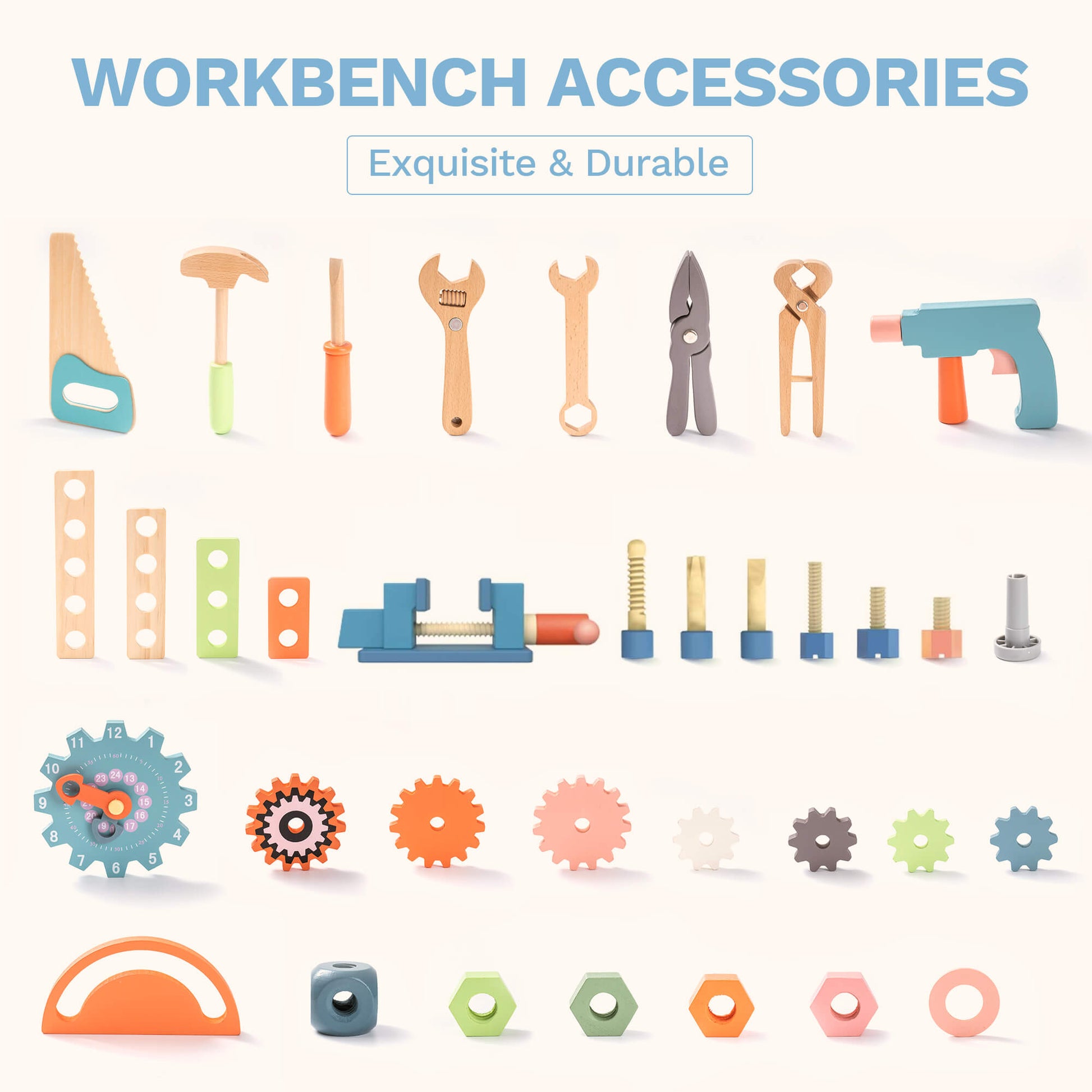 Wooden Toy Workbench Set for Toddler Boys