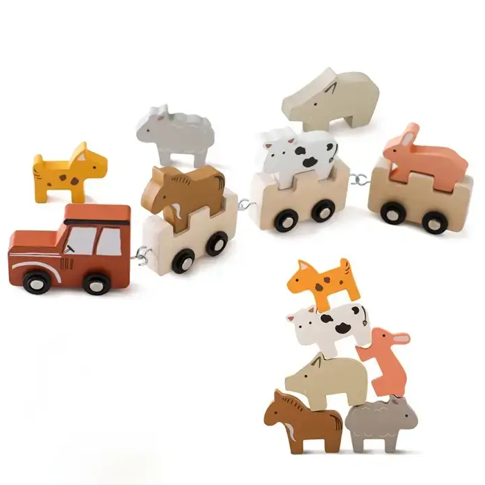 Wooden Farm Animal Train