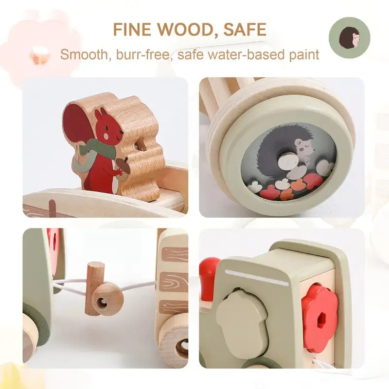 Wooden Train Set for Toddlers