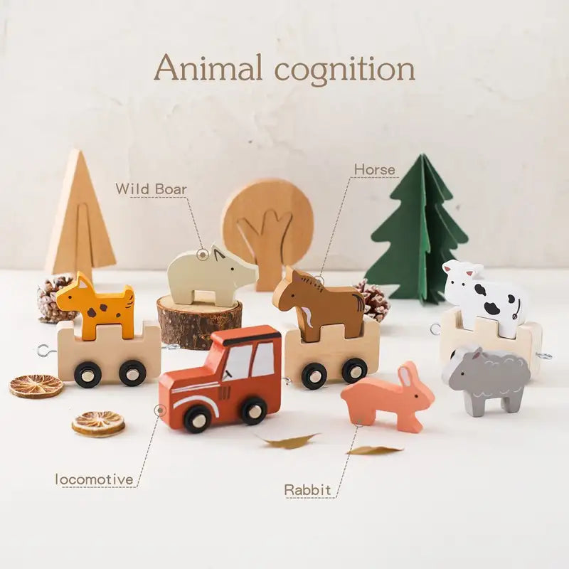 Wooden Farm Animal Train