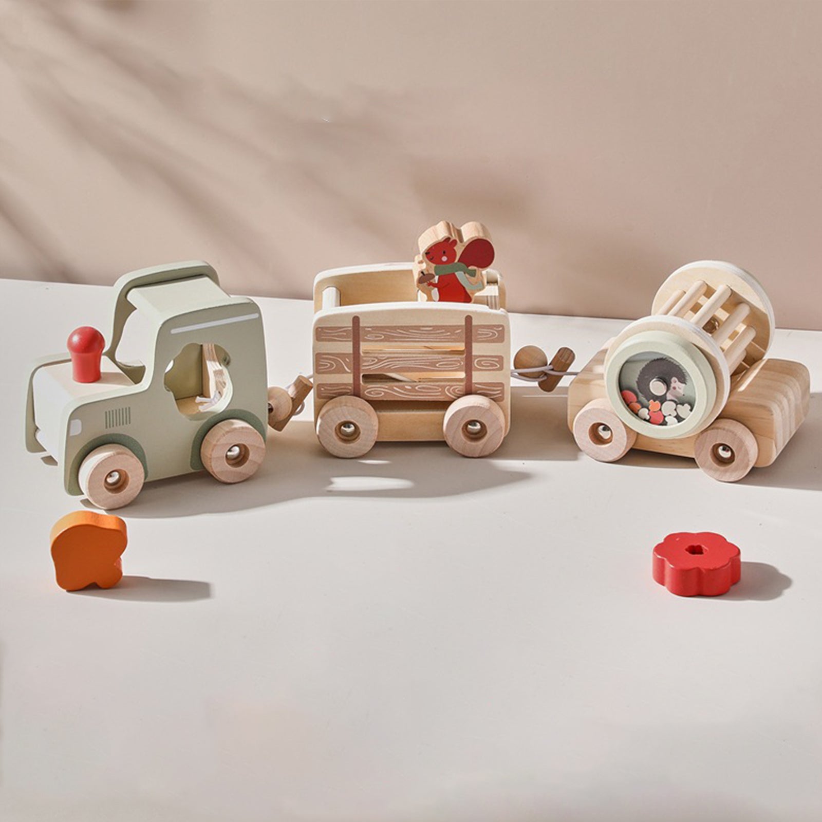 Wooden Train Set for Toddlers