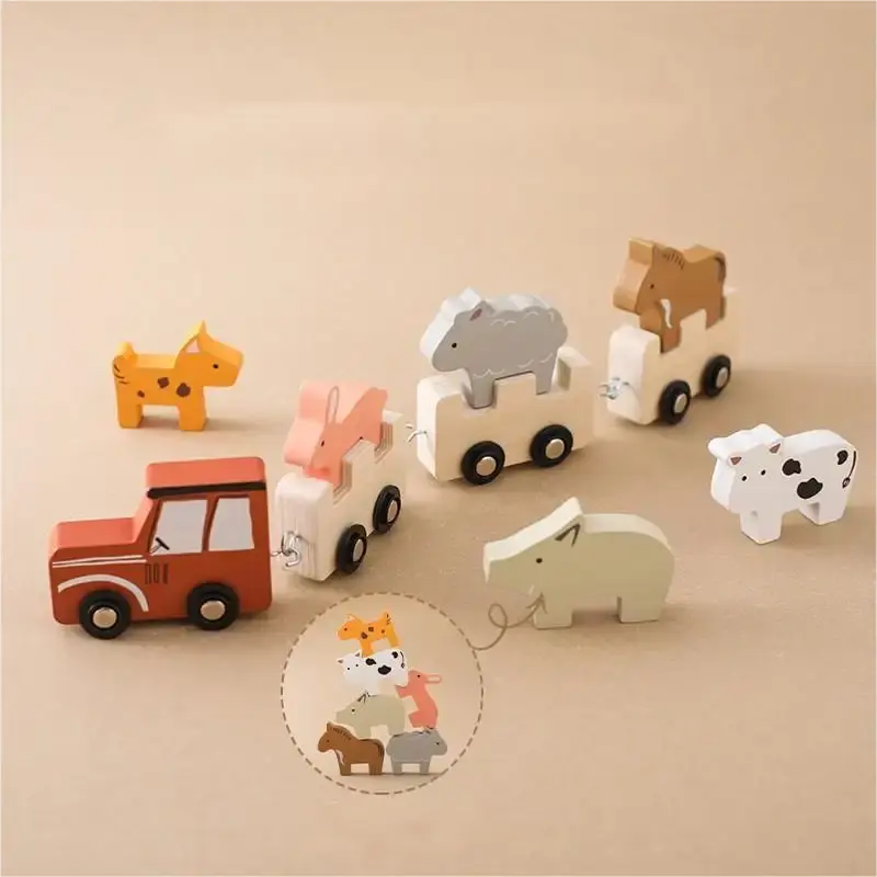 Wooden Farm Animal Train