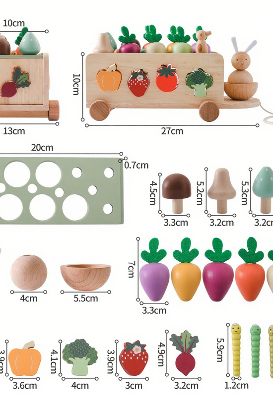 Wooden Pull-Carrot Toddler Push Wagon