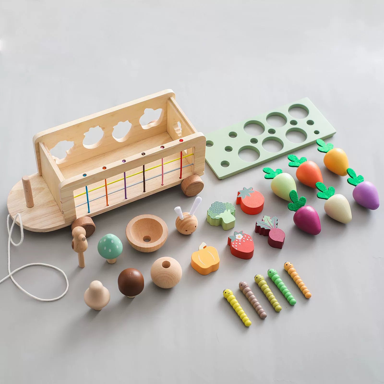 Wooden Pull-Carrot Toddler Push Wagon